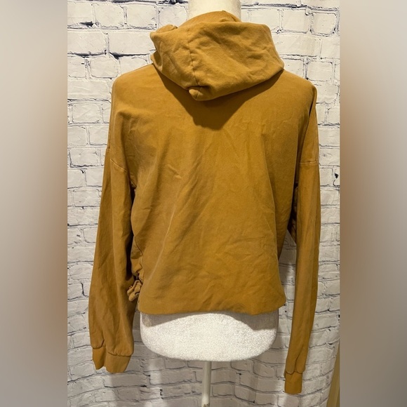 ZARA Hoodie Mustard Yellow Sweatshirt Size Medium - Picture 5 of 7